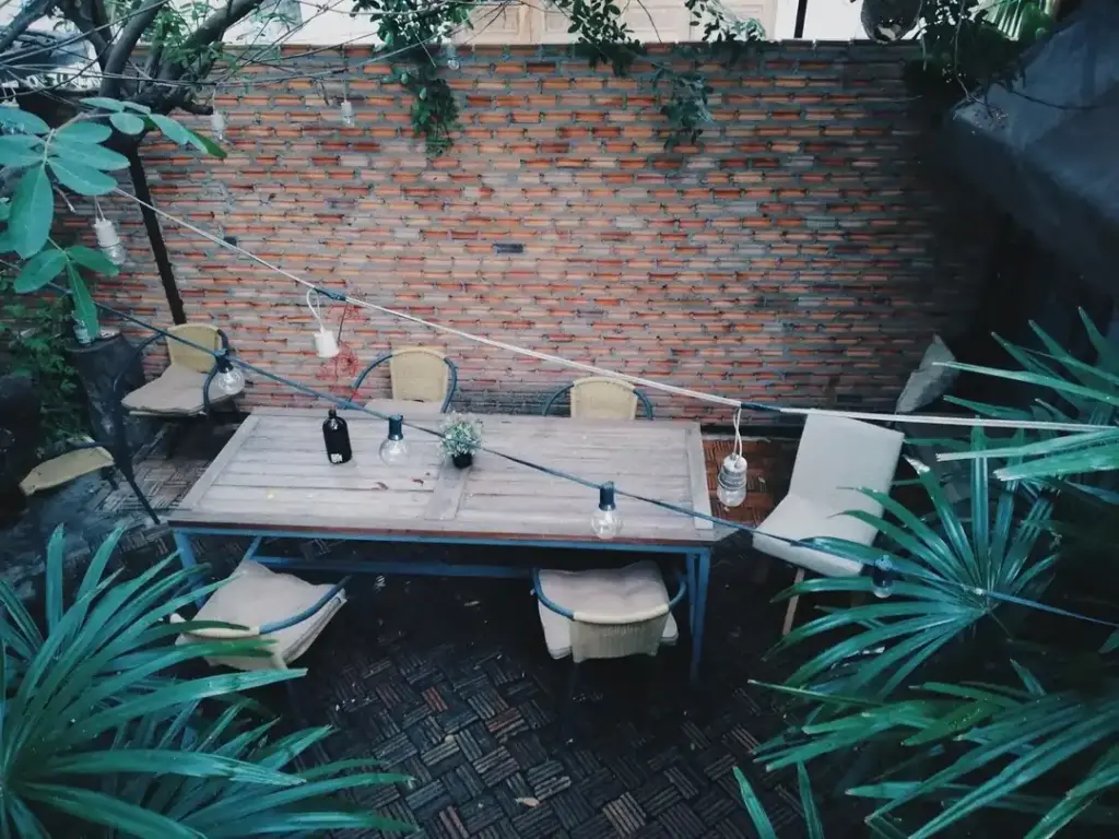 rectangular brown wooden table